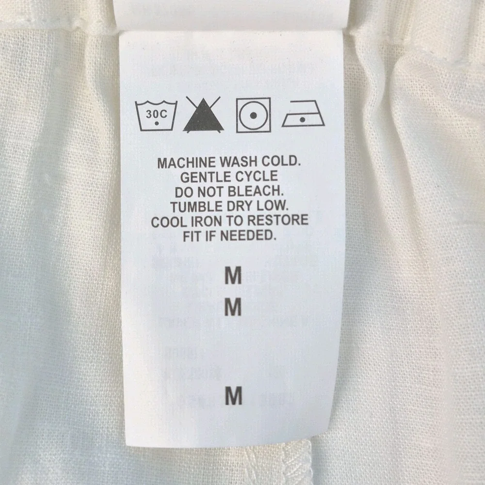 NWT Perry Ellis Men's Linen Drawstring Pants White Regular Fit Beach Casual‎ M